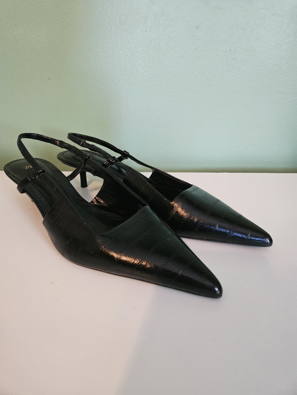 Zara Pointed Toe Slingback Heels